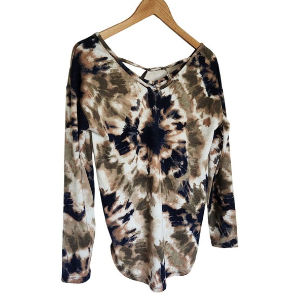 Absolutely Famous Neutral Tie Dye 3/4 Sleeve Top Size Small - Picture 4 of 11